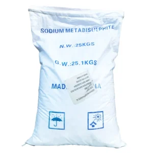 Sodium Metabisulphite powder for water treatment, food processing, mining, textile manufacturing, leather processing, and industrial applications in Kenya, Uganda, and Tanzania supplied by Ideal Afrique.
